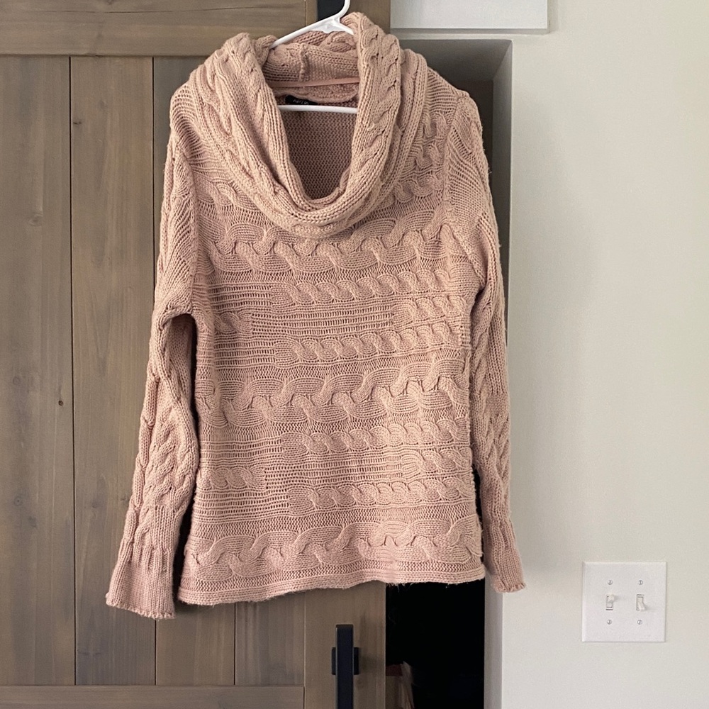 Apt. 9 Cable Knit Cowl Neck Sweater - Blush